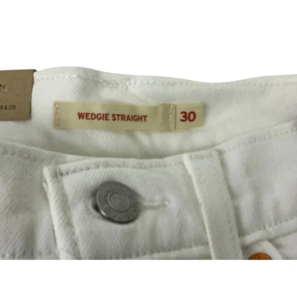 Levi's Wedgie Straight White Jeans Womens 30x28 High Rise Stretch Denim - Picture 7 of 15